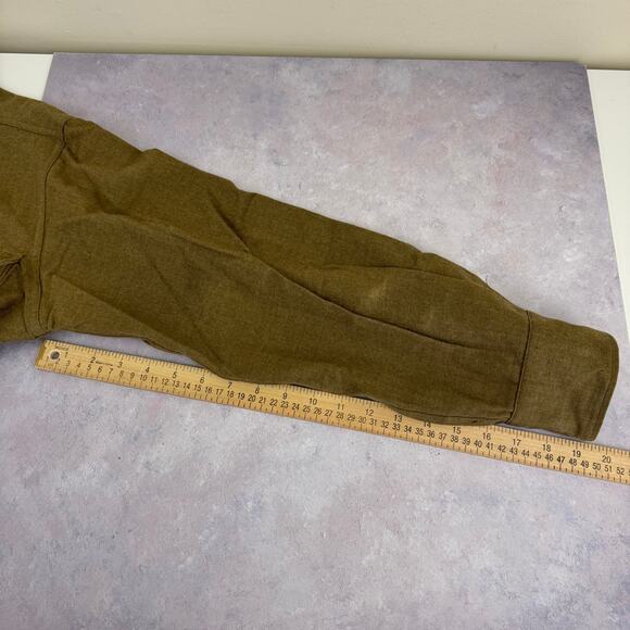 WWII Vtg Wool Shirt US Military Olive Drab Khaki Button Placket Sz 15/32 READ - Picture 15 of 16